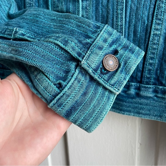 Vintage Rare 70s Over-dyed Blue Teal Pinstripe Type III Levi’s Denim Jacket - Picture 3 of 8